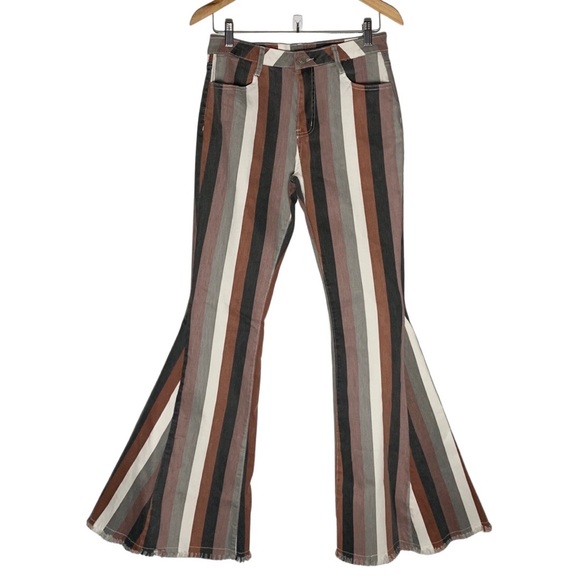 Blushing Brunette Denim - Blushing Brunette | Women | Maddy Striped Multicolor Flared Jeans | Large